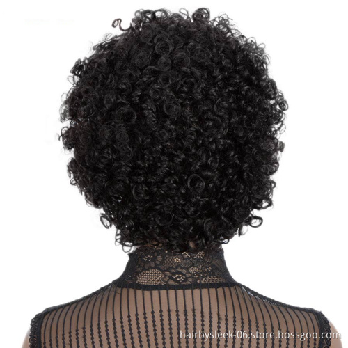 Rebecca Fashion Kinky Curl Short Curly Wig With Bangs Brazilian Remy bob Hair Pixie Cut Wig Human Hair Wigs For black Woman